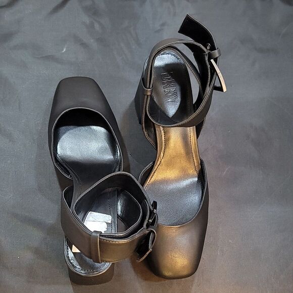 BRAND NEW DKNY BARRA LEATHER PLATFORM ANKLE WRAP PUMPS - Picture 4 of 13